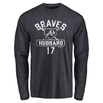 Men's Atlanta Braves Glenn Hubbard ＃17 Base Runner Long Sleeve T-Shirt - Navy