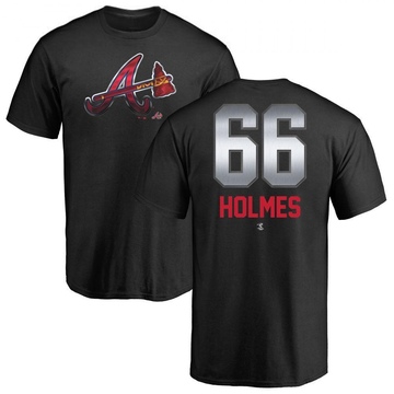 Men's Atlanta Braves Grant Holmes ＃66 Midnight Mascot T-Shirt - Black