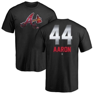 Men's Atlanta Braves Hank Aaron ＃44 Midnight Mascot T-Shirt - Black