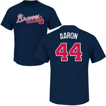 Men's Atlanta Braves Hank Aaron ＃44 Roster Name & Number T-Shirt - Navy