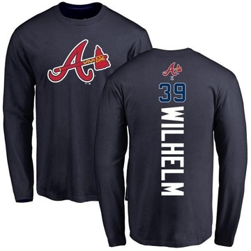 Men's Atlanta Braves Hoyt Wilhelm ＃39 Backer Long Sleeve T-Shirt - Navy