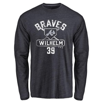 Men's Atlanta Braves Hoyt Wilhelm ＃39 Base Runner Long Sleeve T-Shirt - Navy