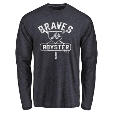 Men's Atlanta Braves Jerry Royster ＃1 Base Runner Long Sleeve T-Shirt - Navy