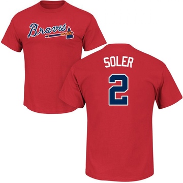 Men's Atlanta Braves Jorge Soler ＃2 Roster Name & Number T-Shirt - Red