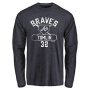 Men's Atlanta Braves Josh Tomlin ＃32 Base Runner Long Sleeve T-Shirt - Navy