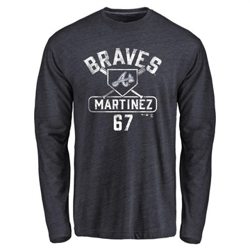 Men's Atlanta Braves J.P. Martinez ＃67 Base Runner Long Sleeve T-Shirt - Navy