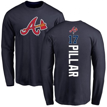 Men's Atlanta Braves Kevin Pillar ＃17 Backer Long Sleeve T-Shirt - Navy