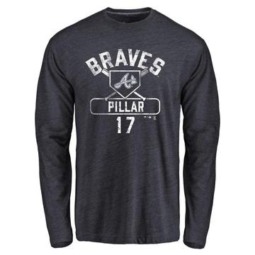 Men's Atlanta Braves Kevin Pillar ＃17 Base Runner Long Sleeve T-Shirt - Navy