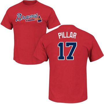 Men's Atlanta Braves Kevin Pillar ＃17 Roster Name & Number T-Shirt - Red