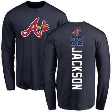 Men's Atlanta Braves Luke Jackson ＃22 Backer Long Sleeve T-Shirt - Navy