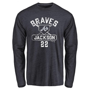 Men's Atlanta Braves Luke Jackson ＃22 Base Runner Long Sleeve T-Shirt - Navy