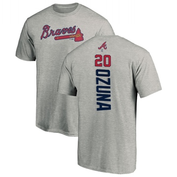 Men's Atlanta Braves Marcell Ozuna ＃20 Backer T-Shirt Ash