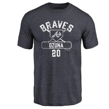 Men's Atlanta Braves Marcell Ozuna ＃20 Base Runner T-Shirt - Navy