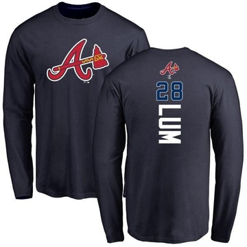 Men's Atlanta Braves Mike Lum ＃28 Backer Long Sleeve T-Shirt - Navy