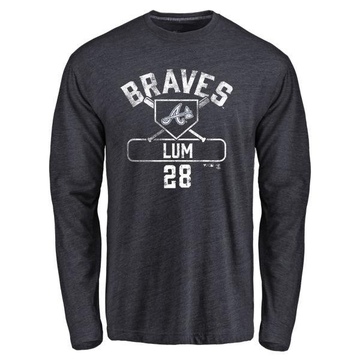 Men's Atlanta Braves Mike Lum ＃28 Base Runner Long Sleeve T-Shirt - Navy