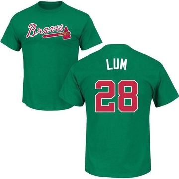 Men's Atlanta Braves Mike Lum ＃28 St. Patrick's Day Roster Name & Number T-Shirt - Green