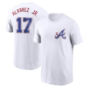 Men's Atlanta Braves Nacho Alvarez Jr. ＃17 2023 City Connect Name & Number T-Shirt - White