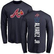 Men's Atlanta Braves Nacho Alvarez Jr. ＃17 Backer Long Sleeve T-Shirt - Navy