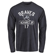 Men's Atlanta Braves Nacho Alvarez Jr. ＃17 Base Runner Long Sleeve T-Shirt - Navy