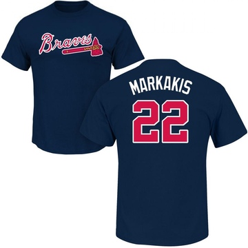 Men's Atlanta Braves Nick Markakis ＃22 Roster Name & Number T-Shirt - Navy