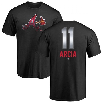 Men's Atlanta Braves Orlando Arcia ＃11 Midnight Mascot T-Shirt - Black