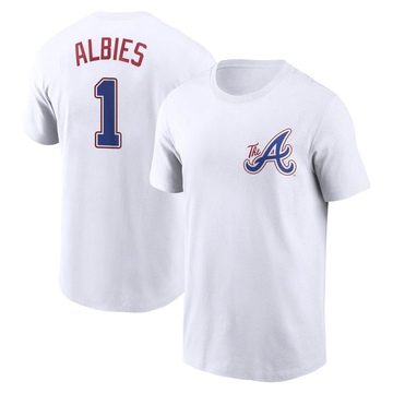 Men's Atlanta Braves Ozzie Albies ＃1 2023 City Connect Name & Number T-Shirt - White