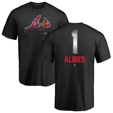 Men's Atlanta Braves Ozzie Albies ＃1 Midnight Mascot T-Shirt - Black