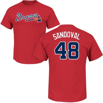 Men's Atlanta Braves Pablo Sandoval ＃48 Roster Name & Number T-Shirt - Red