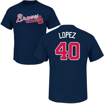 Men's Atlanta Braves Reynaldo Lopez ＃40 Roster Name & Number T-Shirt - Navy