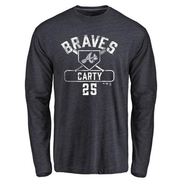 Men's Atlanta Braves Rico Carty ＃25 Base Runner Long Sleeve T-Shirt - Navy