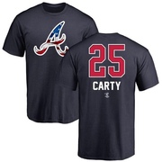 Men's Atlanta Braves Rico Carty ＃25 Name and Number Banner Wave T-Shirt - Navy