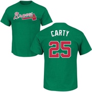 Men's Atlanta Braves Rico Carty ＃25 St. Patrick's Day Roster Name & Number T-Shirt - Green