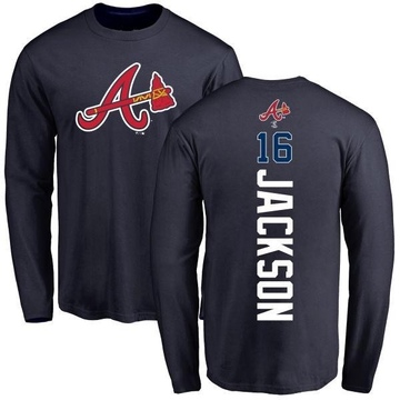 Men's Atlanta Braves Sonny Jackson ＃16 Backer Long Sleeve T-Shirt - Navy