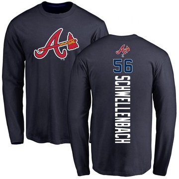 Men's Atlanta Braves Spencer Schwellenbach ＃56 Backer Long Sleeve T-Shirt - Navy