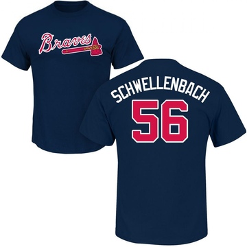 Men's Atlanta Braves Spencer Schwellenbach ＃56 Roster Name & Number T-Shirt - Navy