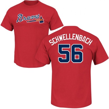 Men's Atlanta Braves Spencer Schwellenbach ＃56 Roster Name & Number T-Shirt - Red