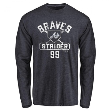 Men's Atlanta Braves Spencer Strider ＃99 Base Runner Long Sleeve T-Shirt - Navy