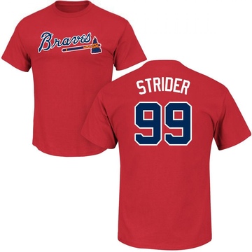 Men's Atlanta Braves Spencer Strider ＃99 Roster Name & Number T-Shirt - Red