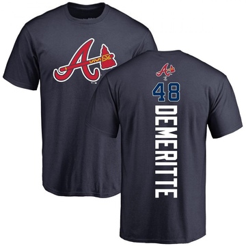 Men's Atlanta Braves Travis Demeritte ＃48 Backer T-Shirt - Navy