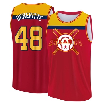 Men's Atlanta Braves Travis Demeritte ＃48 Legend Baseball Tank Top - Red/Yellow