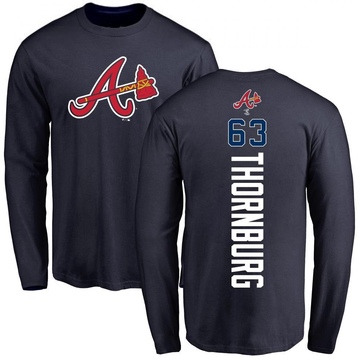 Men's Atlanta Braves Tyler Thornburg ＃63 Backer Long Sleeve T-Shirt - Navy