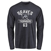 Men's Atlanta Braves Tyler Thornburg ＃63 Base Runner Long Sleeve T-Shirt - Navy