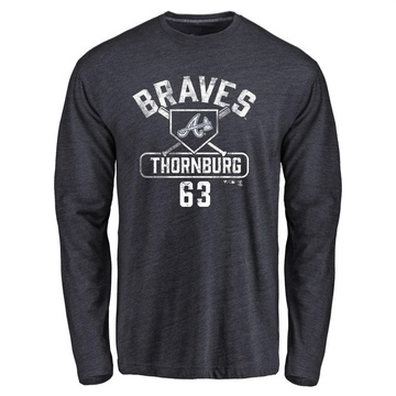 Men's Atlanta Braves Tyler Thornburg ＃63 Base Runner Long Sleeve T-Shirt - Navy