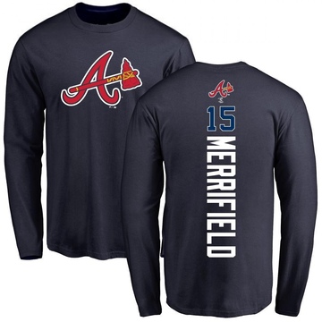 Men's Atlanta Braves Whit Merrifield ＃15 Backer Long Sleeve T-Shirt - Navy