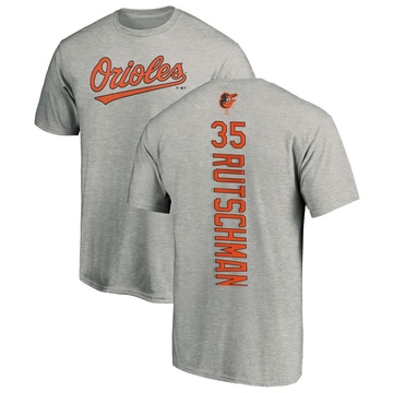 Men's Baltimore Orioles Adley Rutschman ＃35 Backer T-Shirt Ash