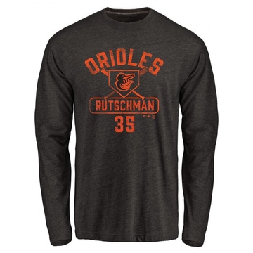 Men's Baltimore Orioles Adley Rutschman ＃35 Base Runner Long Sleeve T-Shirt - Black