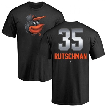 Men's Baltimore Orioles Adley Rutschman ＃35 Midnight Mascot T-Shirt - Black