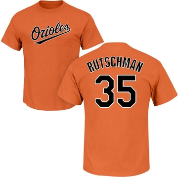 Men's Baltimore Orioles Adley Rutschman ＃35 Roster Name & Number T-Shirt - Orange