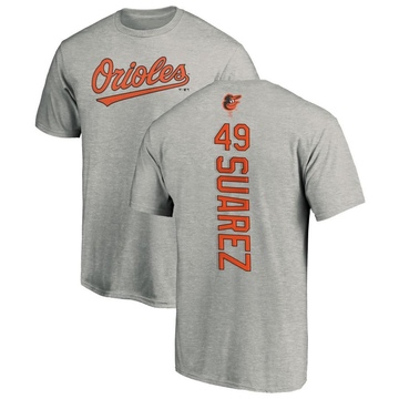 Men's Baltimore Orioles Albert Suarez ＃49 Backer T-Shirt Ash