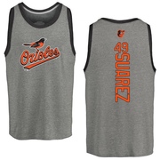 Men's Baltimore Orioles Albert Suarez ＃49 Backer Tank Top Ash